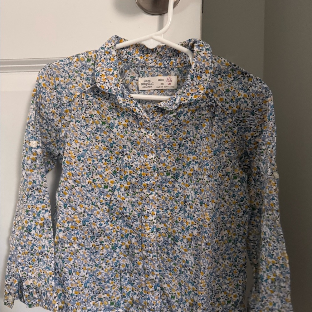 Floral Kids Shirt - Blue and Yellow